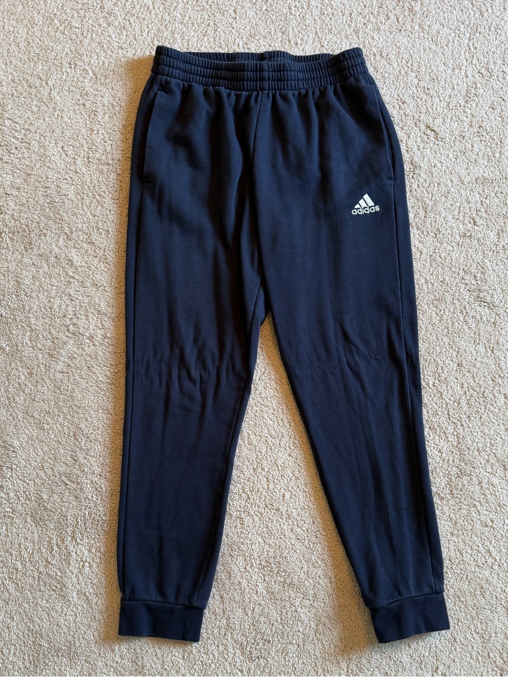 adidas men’s Navy Blue Joggers with White Logo